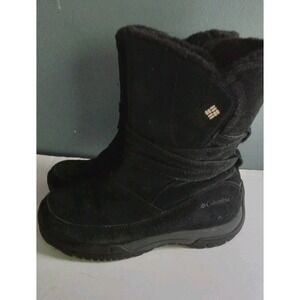 Columbia Black Suede Winter Snow Boots Faux Fur Trim Womens Size 8.5‎